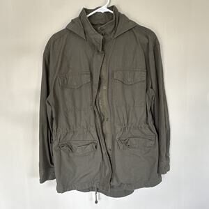 Universal Thread unisex Hooded Military Utility Jacket Green Mid-Length Size L